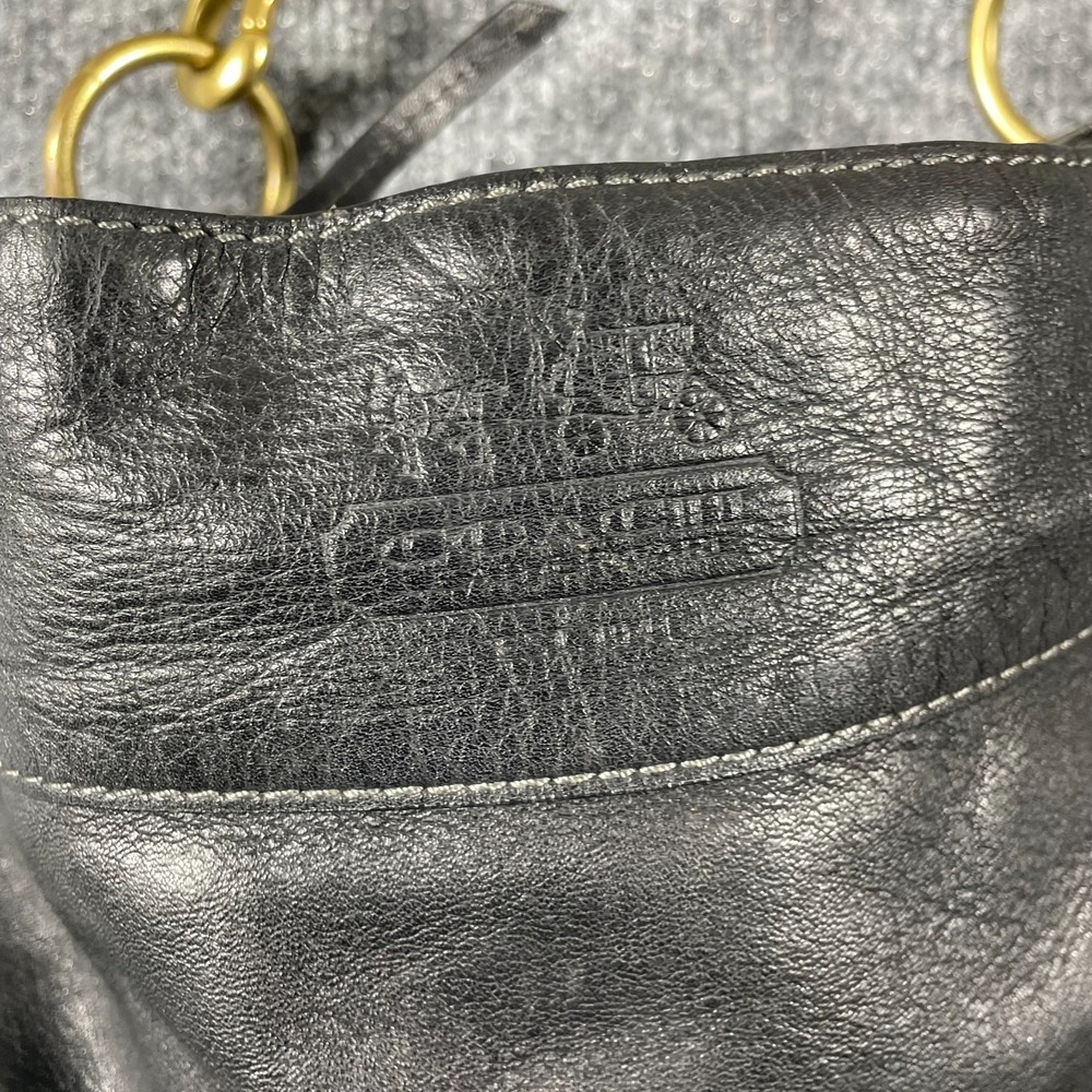 VTG Coach Purse Hobo Black Zoe Leather Cross Body Bag Brass Heavy Charm Tag Y2K - Picture 8 of 16